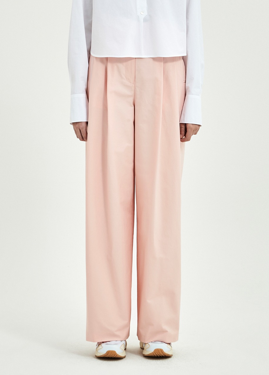 Two-tuck wide cotton pants