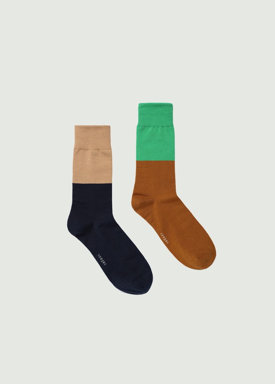 man color block long socks 2color set