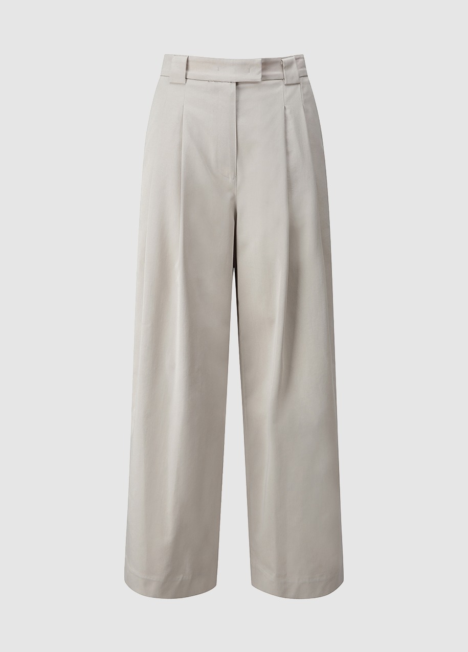 Double tuck wide casual pants