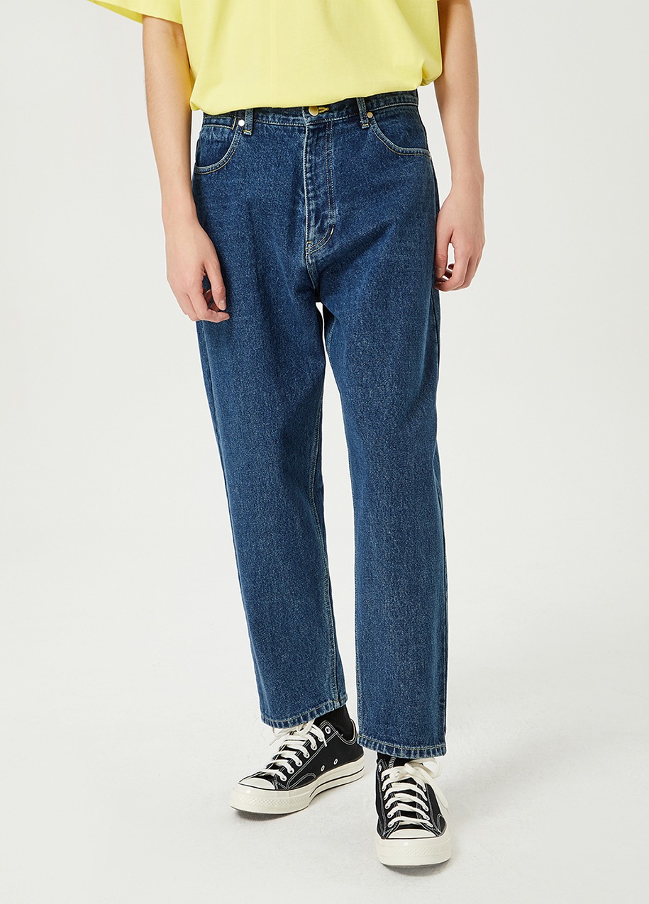 Tapered fit cropped denim pants