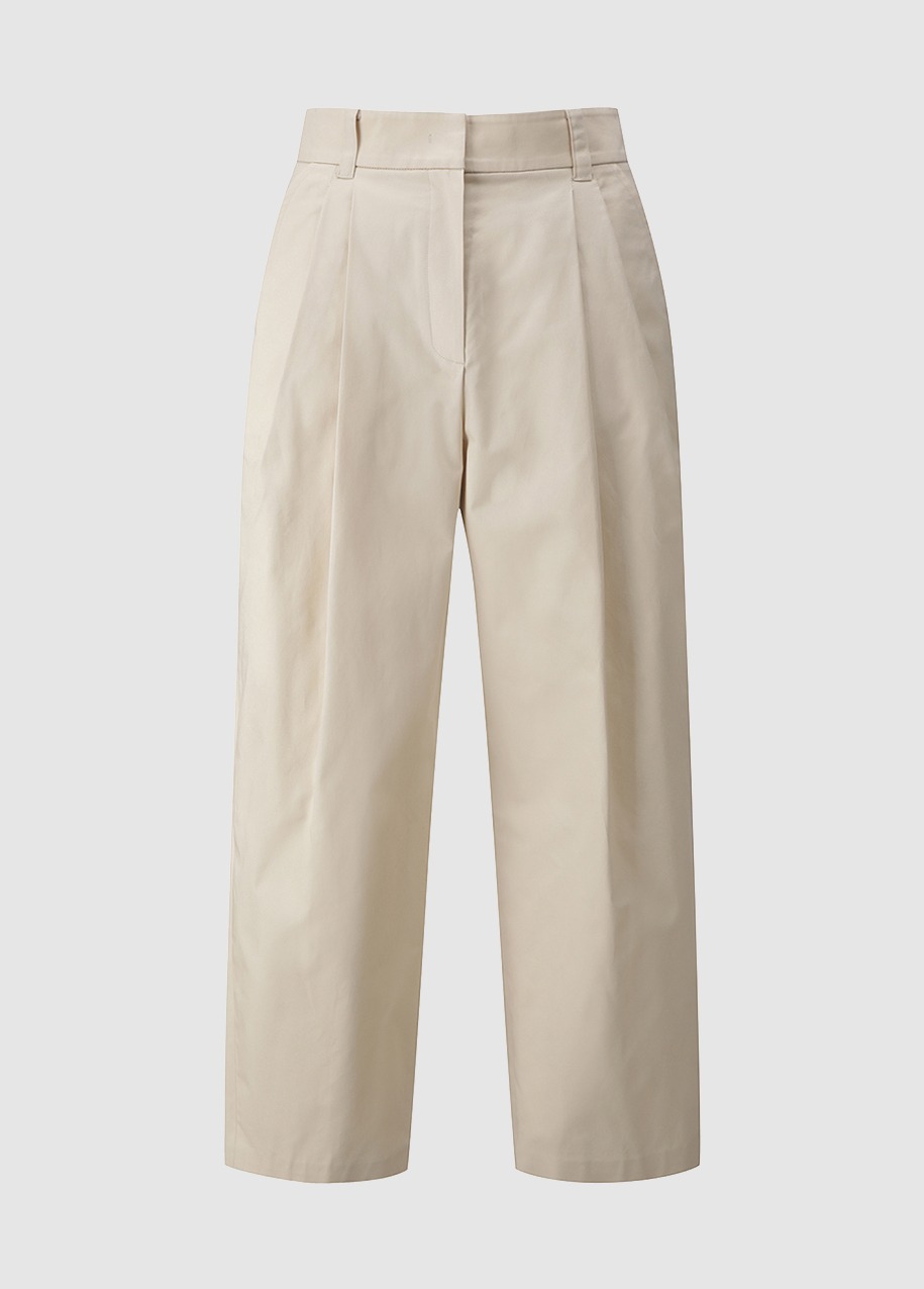 Two-tuck cotton volume pants