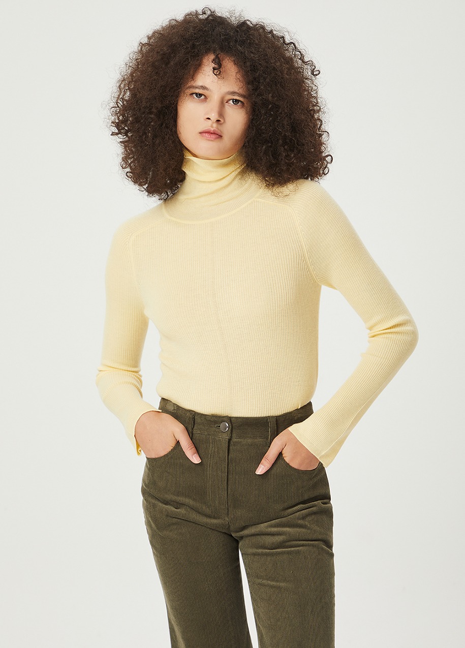 Wool blend basic turtleneck pullover