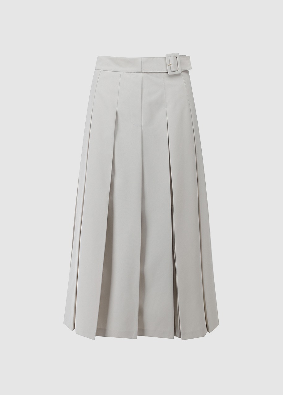 belt detail pleated skirt