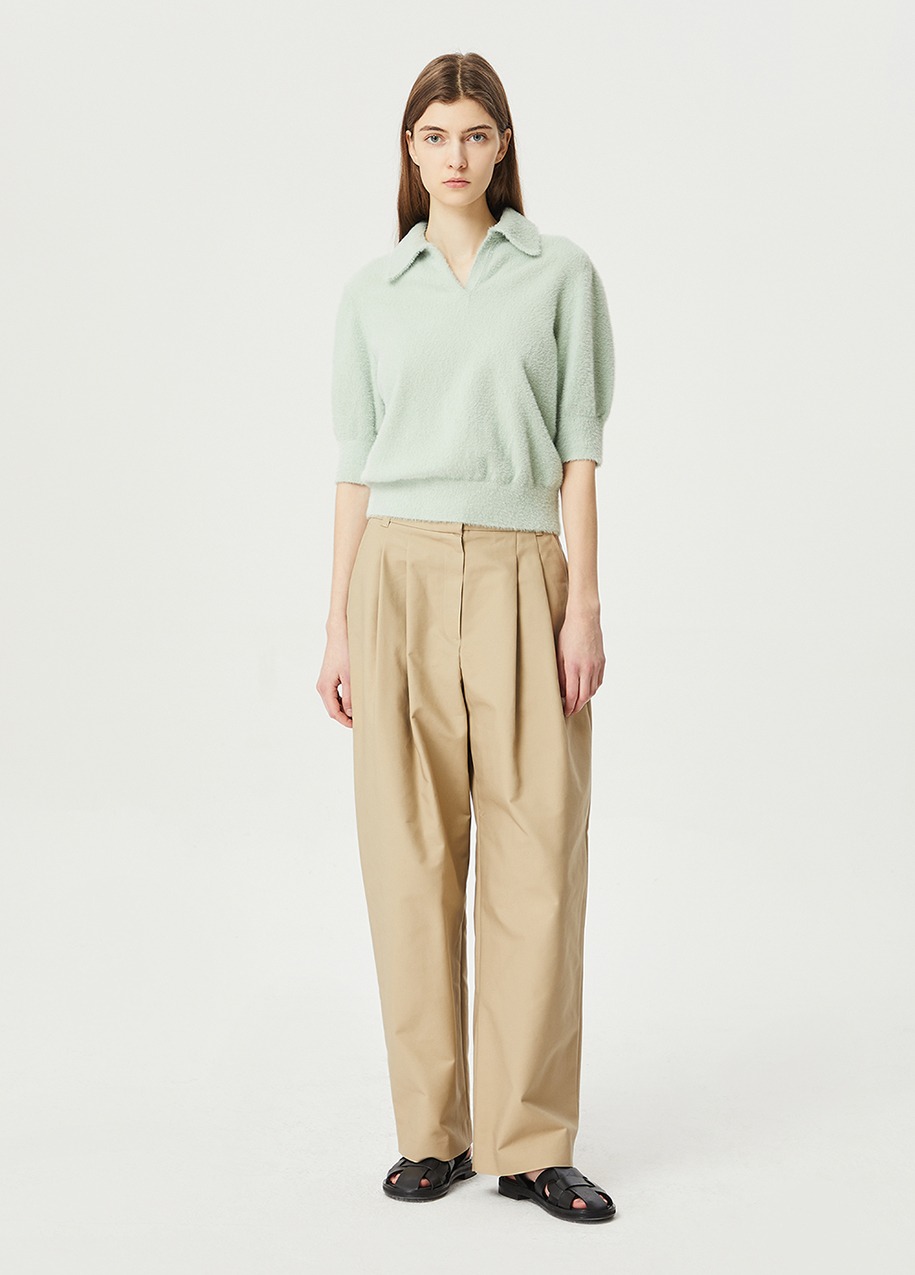 Two-tuck wide fit cotton pants