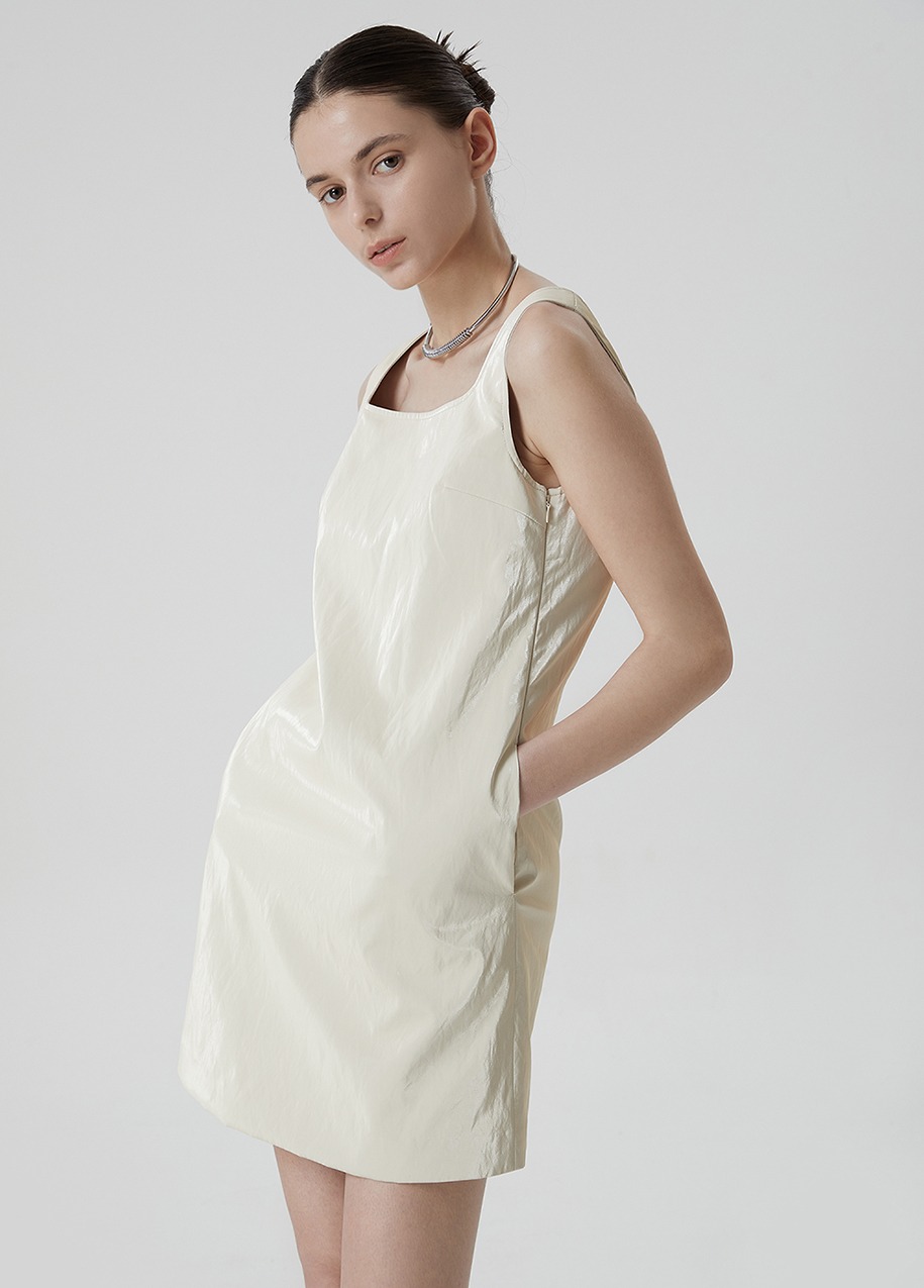 eco leather sleeveless dress