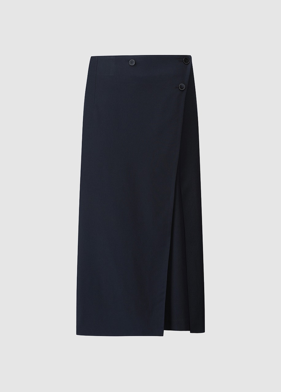 asymmetric pleated wrap skirt