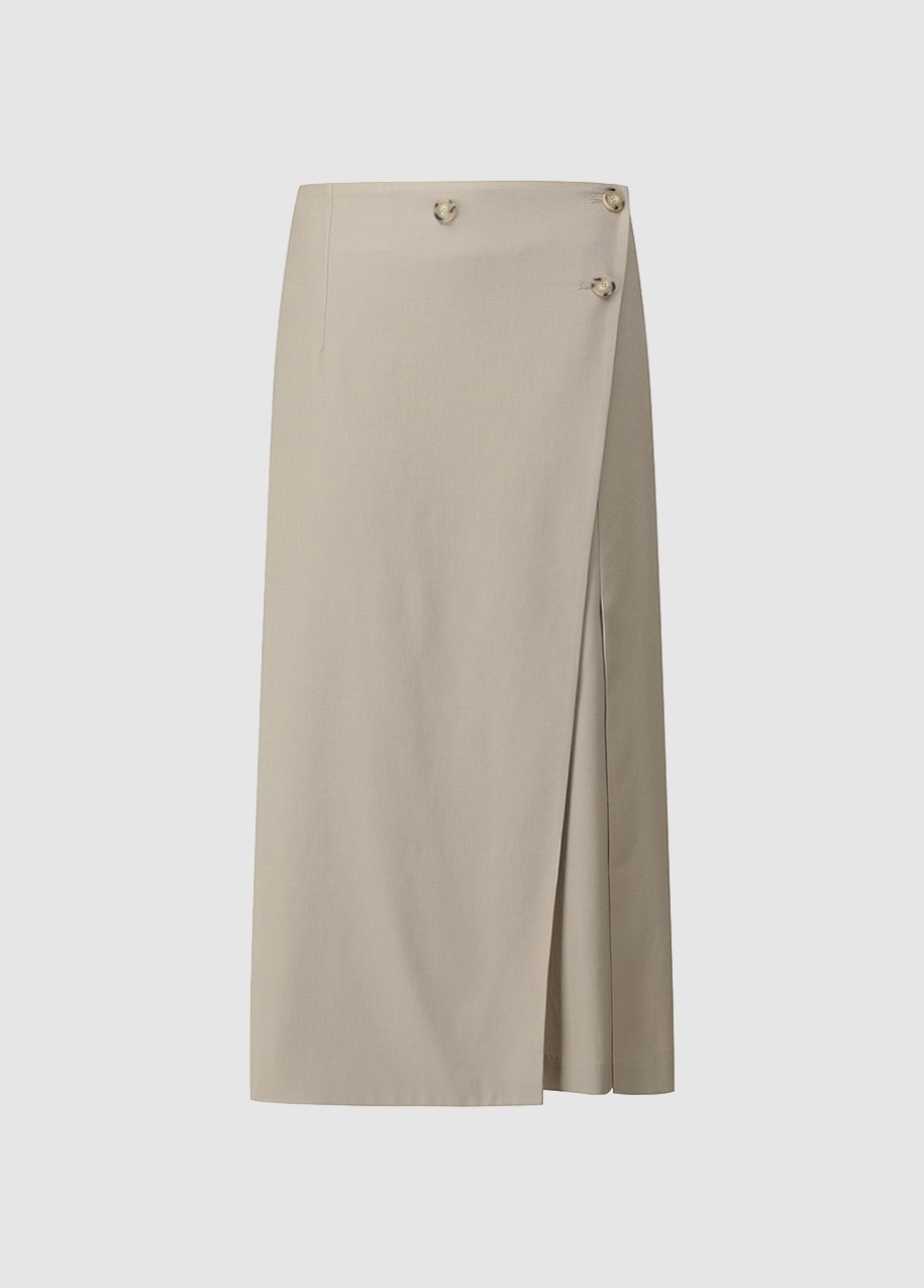 asymmetric pleated wrap skirt