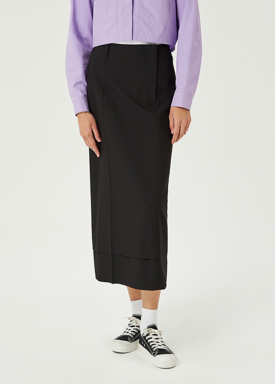 Asymmetric H-line long skirt