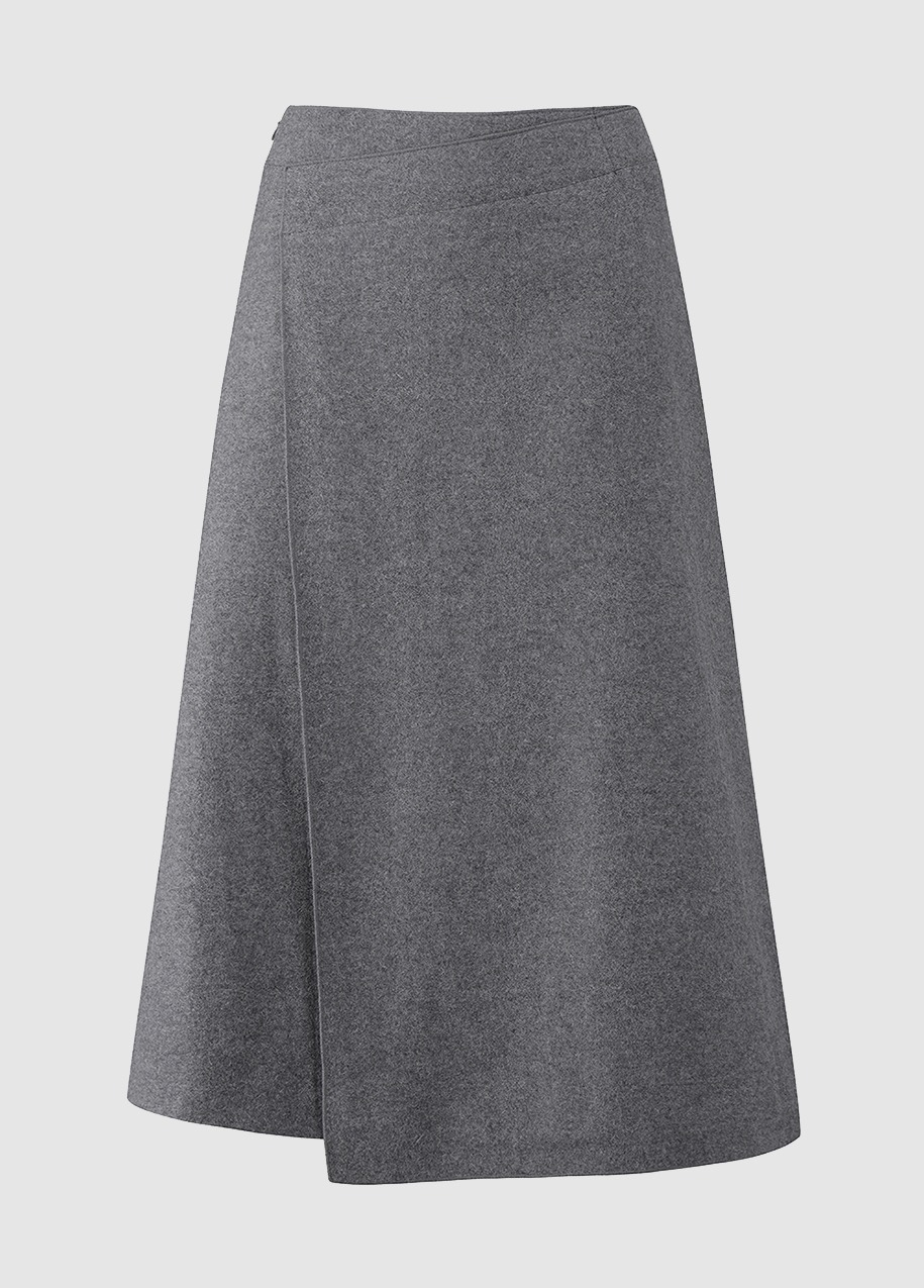 A-line diagonal wrap style felt skirt