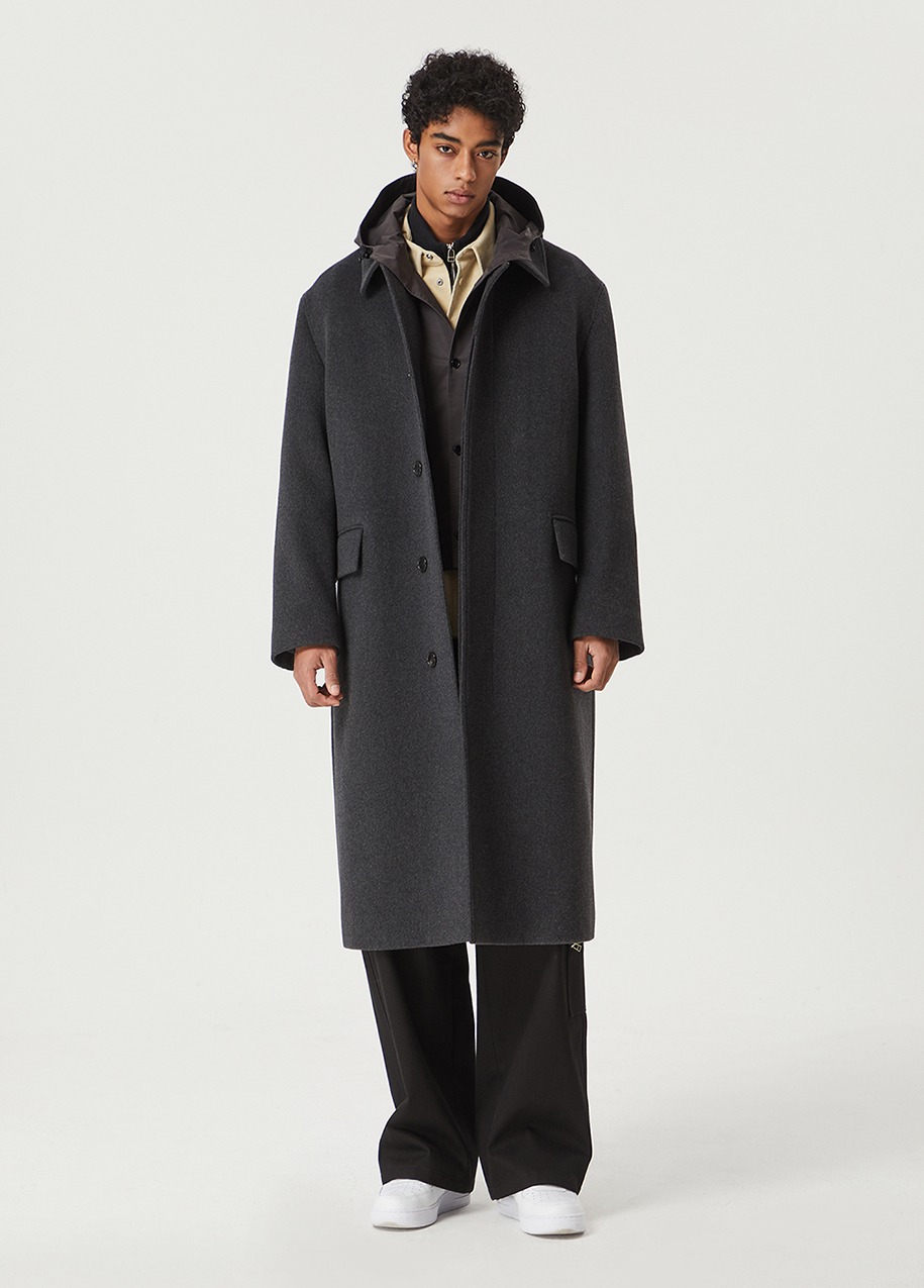 Hooded detachable single coat